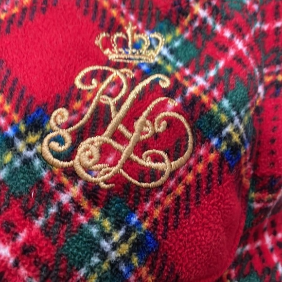 Lauren Ralph Lauren Red Plaid Crest Logo Button Down Fleece Flannel PJ Set - Picture 3 of 5